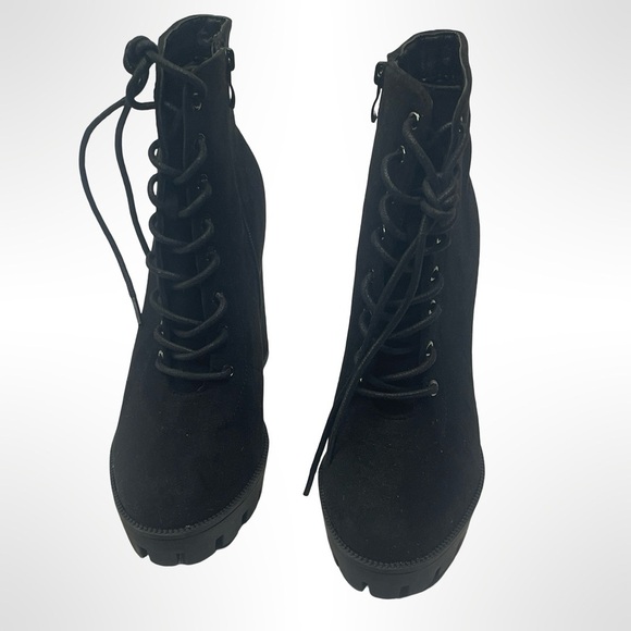 Top Moda - Black Lace-Up Ankle Boots size 7.5 - Picture 3 of 10